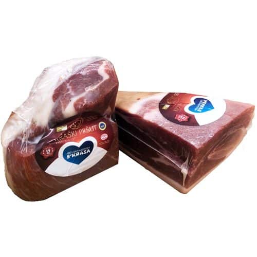 Kraški Pršut ca. 1000g – Original Karst Prosciutto 12 Monate, handgeteiltes Viertelstück
