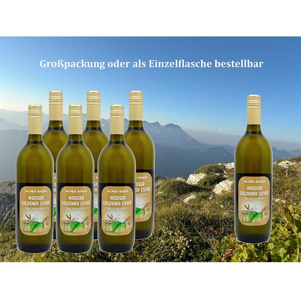 Alpen Adria Weißer Goldener Cuvée – 6 x 1 Liter Großpackung | Nachhaltiger Weißwein aus Österreich